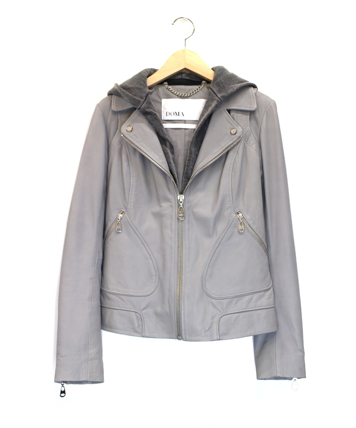 中古 古着通販 Doma ドマ フード付きライダースジャケット グレー サイズ S ブランド 古着通販 トレファク公式 Trefac Fashion