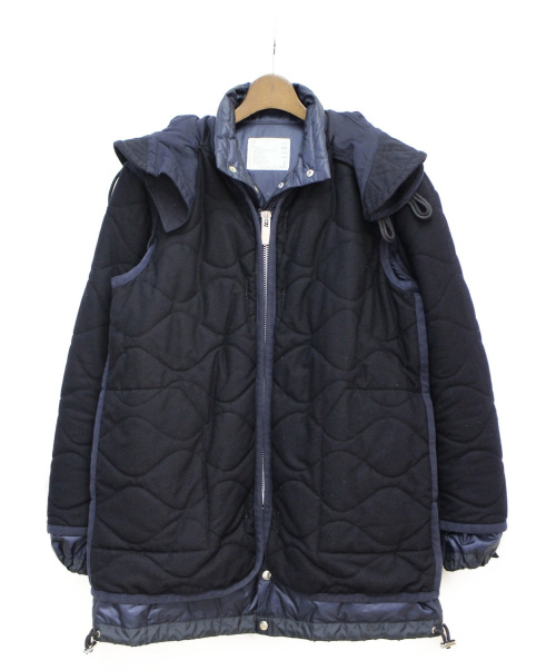 sacai（サカイ）sacai (サカイ) レイヤードパターンダウンキルトジャケット ネイビー サイズ:1の古着・服飾アイテム