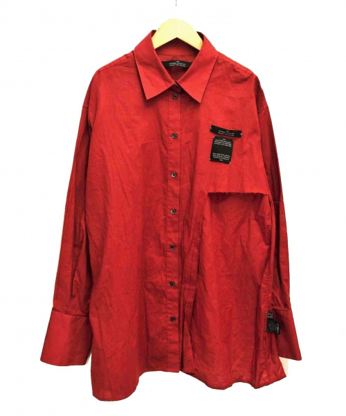 ROKH（ロク）rokh (ロック) アシンメトリーデザインシャツ レッド サイズ:40の古着・服飾アイテム
