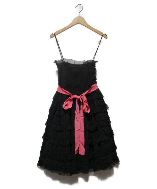 中古 古着通販 Red Valentino レッドヴァレンティノ ティアードシルクワンピース ブラック ピンク サイズ Eu44 Usa06 ブランド 古着通販 トレファク公式 Trefac Fashion