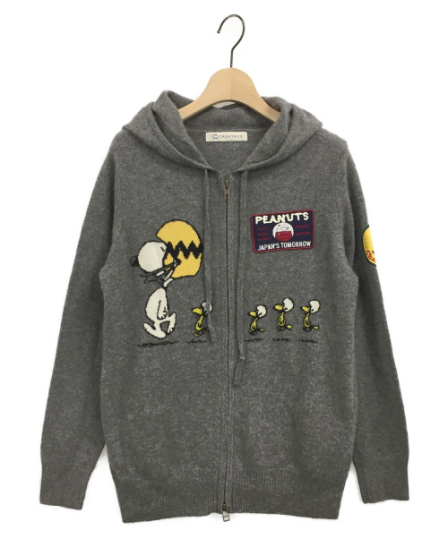 中古 古着通販 Cashyage カシヤージュ スヌーピーカシミヤニットパーカー グレー サイズ 36 ブランド 古着通販 トレファク公式 Trefac Fashion