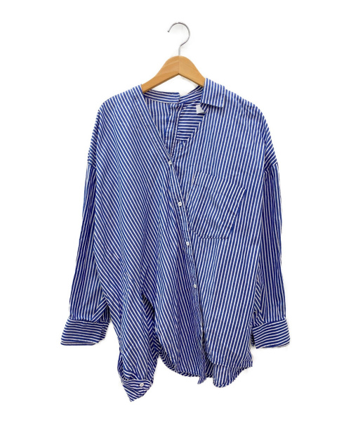 ENFOLD（エンフォルド）ENFOLD (エンフォルド) ストライプアシンメトリーシャツ ブルー×ホワイト サイズ:38の古着・服飾アイテム