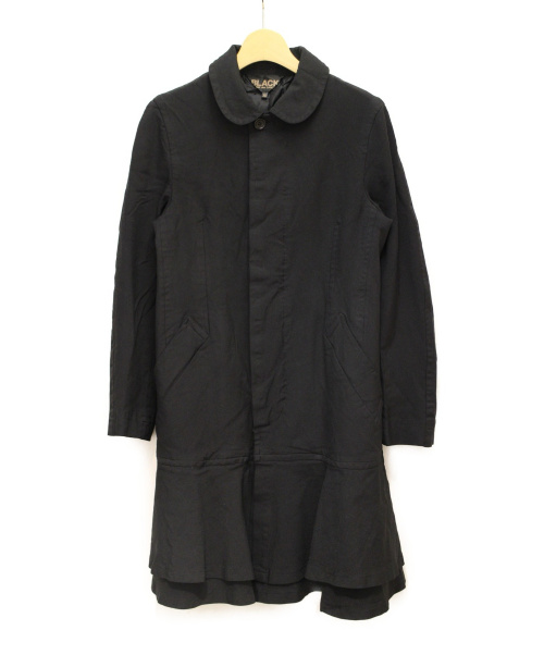 BLACK COMME des GARCONS（ブラック コムデギャルソン）BLACK COMME des GARCONS (ブラックコムデギャルソン) ポリ縮絨丸襟コート ブラック サイズ:XSの古着・服飾アイテム