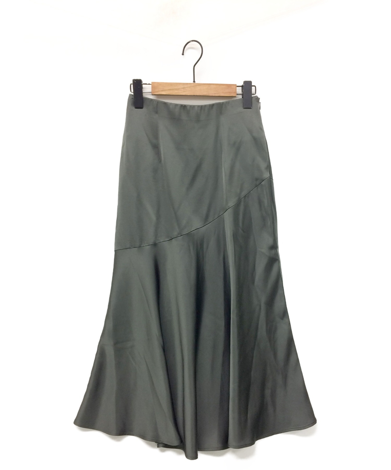 【中古・古着通販】HER LIP TO (ハーリップトゥ) Paneled Satin Midi Skirt forest サイズ:S