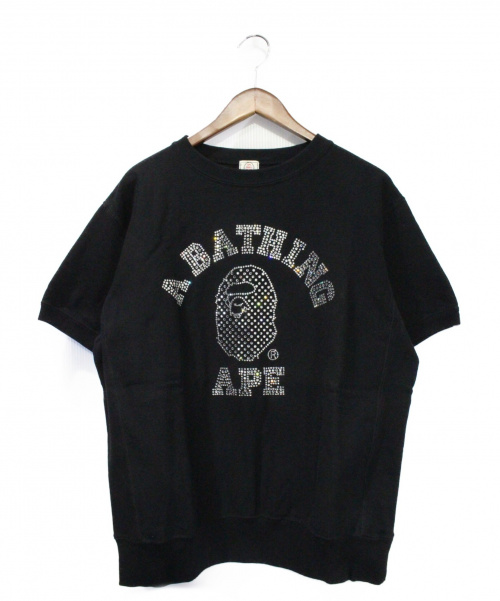 A BATHING APE（アベイシングエイプ）A BATHING APE (アベイシングエイプ) ラインストーンハーフスリーブクルーネック ブラック サイズ:Mの古着・服飾アイテム
