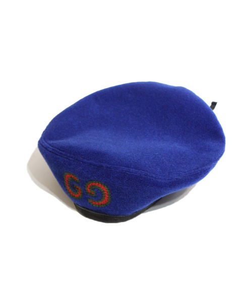 GUCCI（グッチ）GUCCI (グッチ) ベレー帽 ブルー サイズ:Mの古着・服飾アイテム