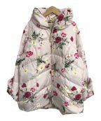 Rose Tiara（ローズティアラ）の古着「フラワープリントダウンコート」｜ピンク×アイボリー