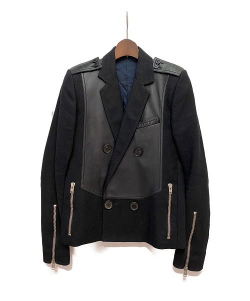 DIOR HOMME（ディオール オム）Dior Homme (ディオールオム) レザー切替ウールジャケット ブラック サイズ:44の古着・服飾アイテム