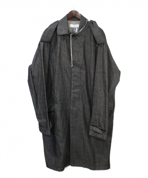 FACETASM（ファセッタズム）FACETASM (ファセッタズム) CUT OFF DENIMxCHECK COAT ブラック サイズ:4の古着・服飾アイテム