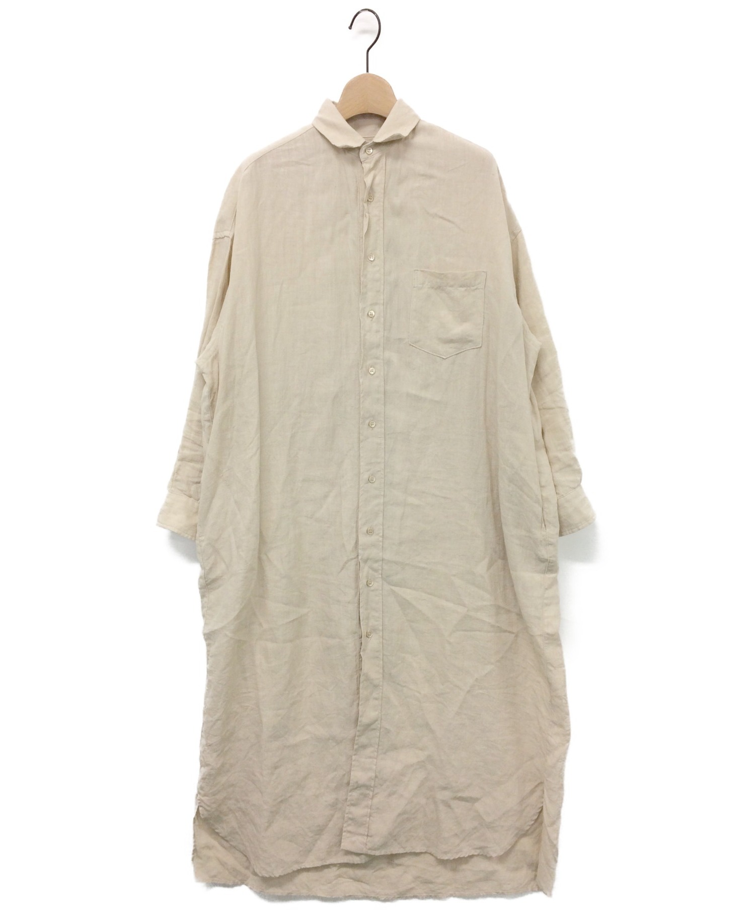 中古 古着通販 Cloth Cross クロスアンドクロス リネンロングシャツワンピース ベージュ サイズ ブランド 古着通販 トレファク公式 Trefac Fashion