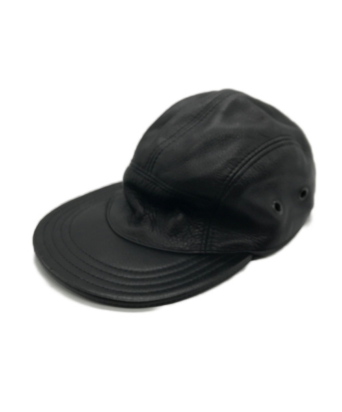 KILLSPENCER（キルスペンサー）KILLSPENCER (キルスペンサー) Leather 5 Panel Hat ブラックの古着・服飾アイテム