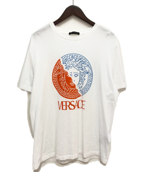 VERSACE（ヴェルサーチェ）VERSACE (ヴェルサーチ) SPLIT PRINT MEDUSA TEE ホワイト サイズ:XLの古着・服飾アイテム