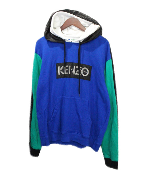 KENZO（ケンゾー）KENZO (ケンゾー) Logo Colorblock Hoodie ブルー サイズ:Mの古着・服飾アイテム