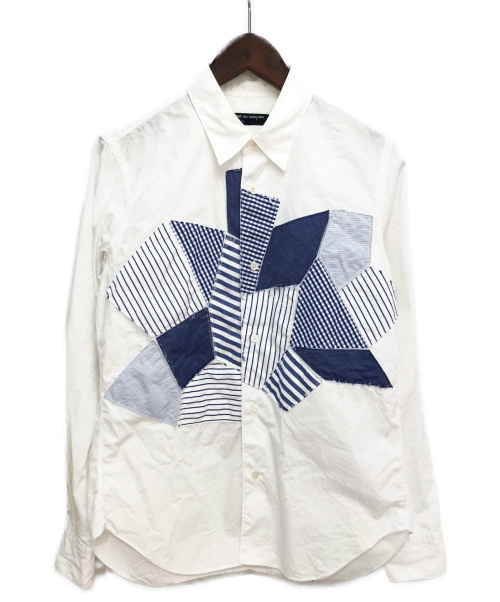 COMME des GARCONS HOMME（コムデギャルソン オム）COMME des GARCONS HOMME (コムデギャルソン オム) パッチワークシャツ ホワイト×ブルー サイズ:XSの古着・服飾アイテム