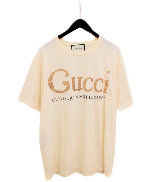 GUCCI（グッチ）GUCCI (グッチ) 20SS グリッタープリントTシャツ アイボリー サイズ:Lの古着・服飾アイテム