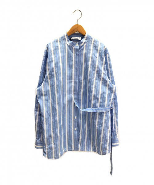 JIL SANDER（ジルサンダー）JIL SANDER (ジルサンダー) バンドカラーストライプシャツ サイズ:34 未使用品の古着・服飾アイテム