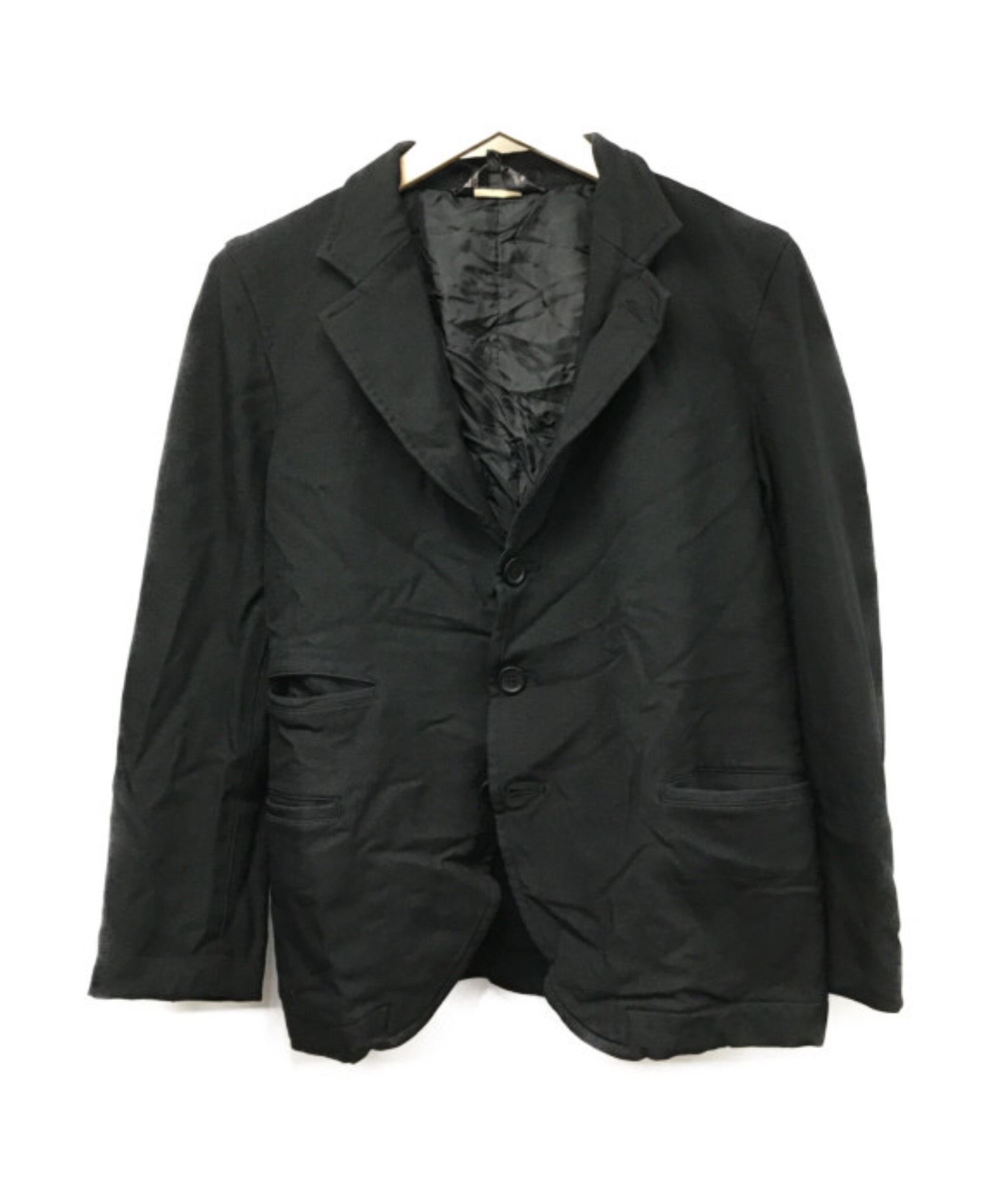 【中古・古着通販】BLACK COMME des GARCONS (ブラックコムデギャルソン) ポリ縮絨ジャケット ブラック サイズ:XS