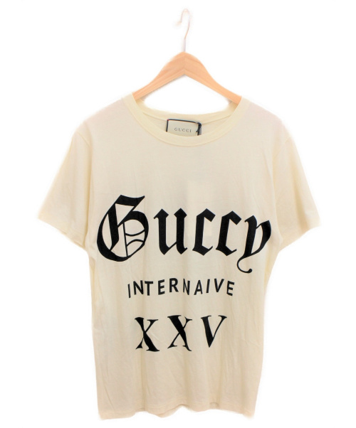 GUCCI（グッチ）GUCCI (グッチ) Guccy プリントTシャツ オフホワイト サイズ: XXSの古着・服飾アイテム