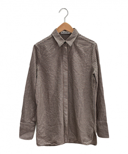 JIL SANDER（ジルサンダー）JIL SANDER (ジルサンダー) ウールチェックシャツ ブラウン サイズ:32の古着・服飾アイテム