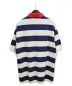 GUCCI (グッチ) エンブロイダリー付ボーダーポロシャツ ブルー×ホワイト サイズ:XL：34800円