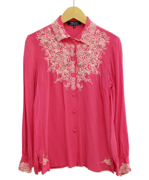 COMME des GARCONS（コムデギャルソン）COMME des GARCONS (コムデギャルソン) 刺繍シルクシャツ ピンク サイズ:Sの古着・服飾アイテム
