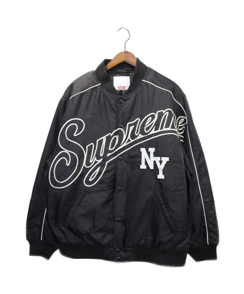 SUPREME（シュプリーム）SUPREME (シュプリーム) Contrast Script Varsity Jacket ブラック×ホワイト サイズ:Lの古着・服飾アイテム