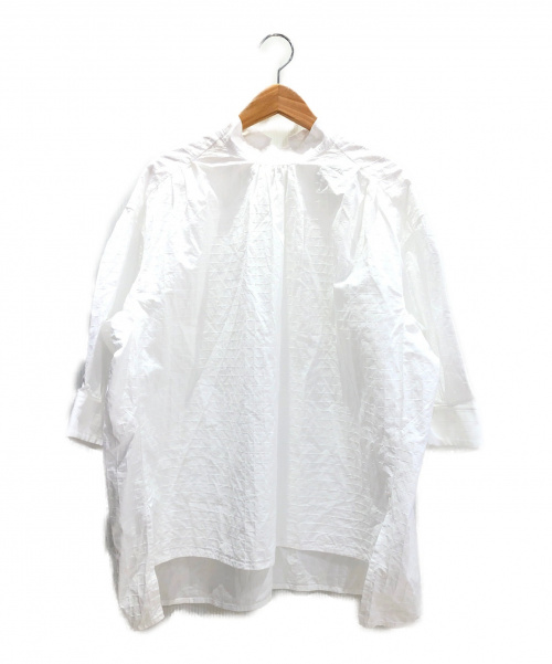 DRAWER（ドゥロワー）DRAWER (ドゥロワー) コットンドビースタンドカラーブラウス ホワイト サイズ:36の古着・服飾アイテム