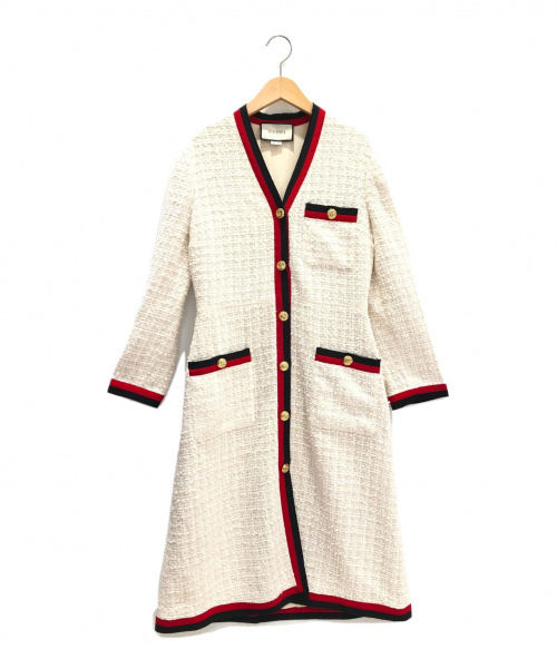 GUCCI（グッチ）GUCCI (グッチ) ツイードワンピースコート オフホワイト サイズ:42 2019COLLECTIONの古着・服飾アイテム