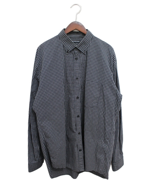 BALENCIAGA（バレンシアガ）BALENCIAGA (バレンシアガ) バックロゴチェックシャツ ブラック サイズ:39の古着・服飾アイテム