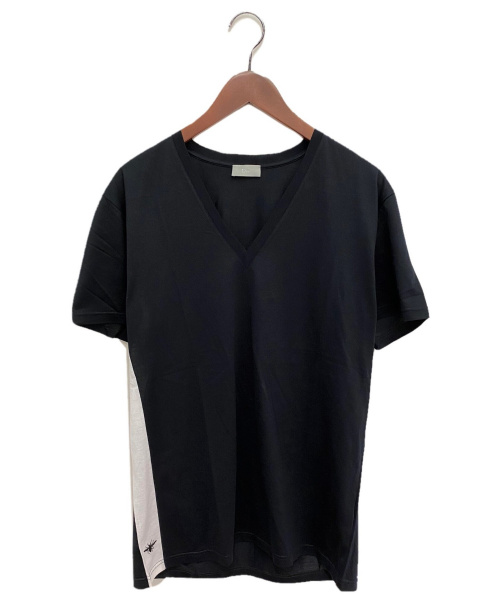DIOR HOMME（ディオール オム）DIOR HOMME (ディオール オム) 切替BEE刺繍VネックTシャツ ブラック サイズ:50の古着・服飾アイテム
