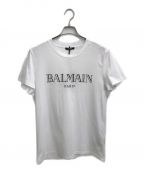 BALMAIN（）の古着「ロゴTシャツ」｜ホワイト×ブラック