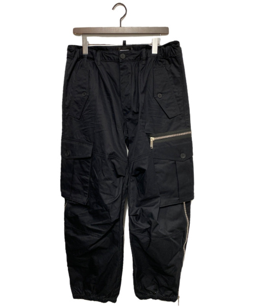 DSQUARED2（ディースクエアード）DSQUARED2 (ディースクエアード) COMBAT STYLE COTTON PANTS ブラック サイズ:50の古着・服飾アイテム
