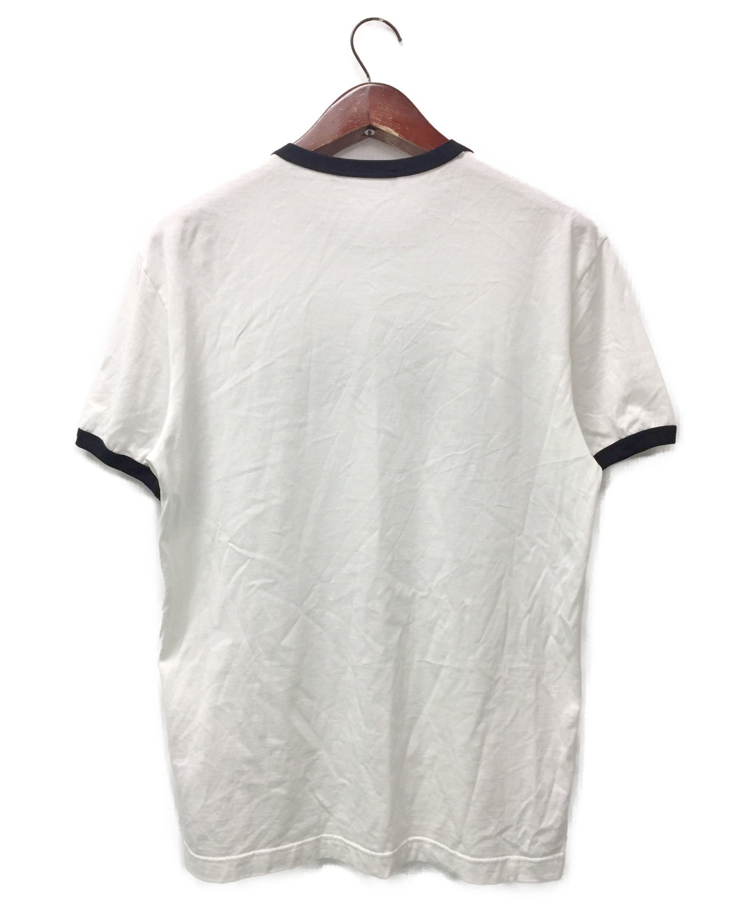 DOLCE & GABBANA (ドルチェ＆ガッバーナ) リンガーTシャツ ホワイト×ブラック サイズ:50