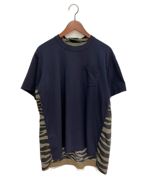 sacai（サカイ）sacai (サカイ) 20SS ゼブラ切替Tシャツ ネイビー サイズ:1の古着・服飾アイテム