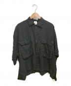 Badhiya（バディーヤ）の古着「半袖リネンシャツ」｜ブラック