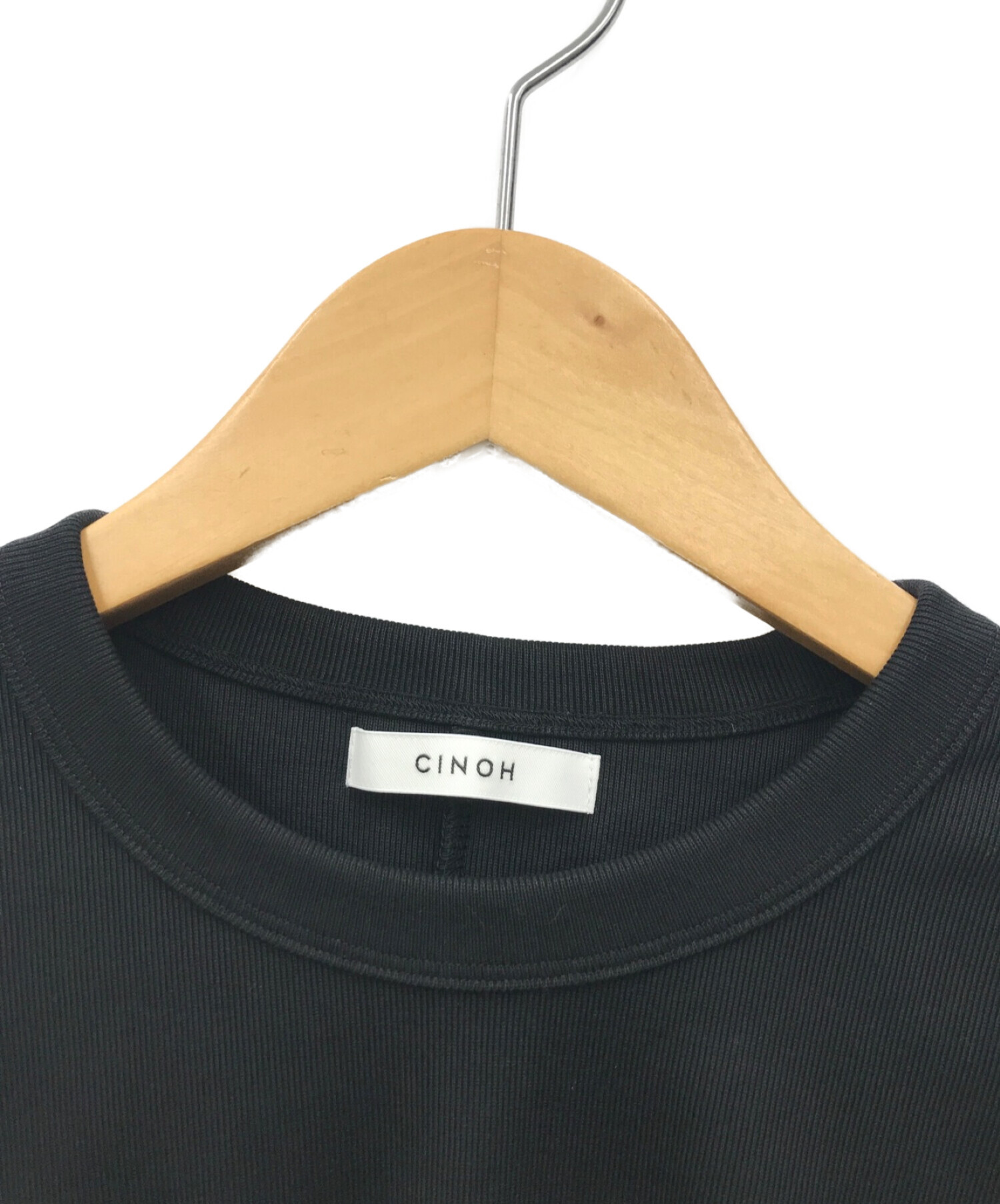 CINOH (チノ) ドロップショルダーTシャツ ブラック サイズ:38