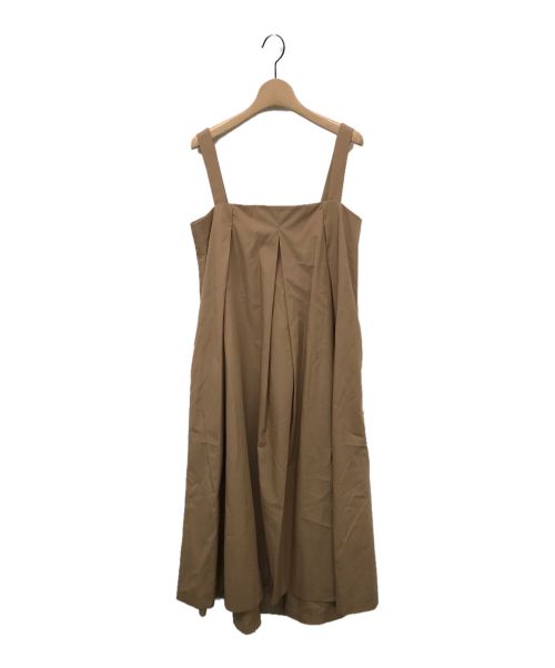 LE CIEL BLEU（ルシェルブルー）LE CIEL BLEU (ルシェルブルー) スクエアネックタックドレス キャメル サイズ:36の古着・服飾アイテム