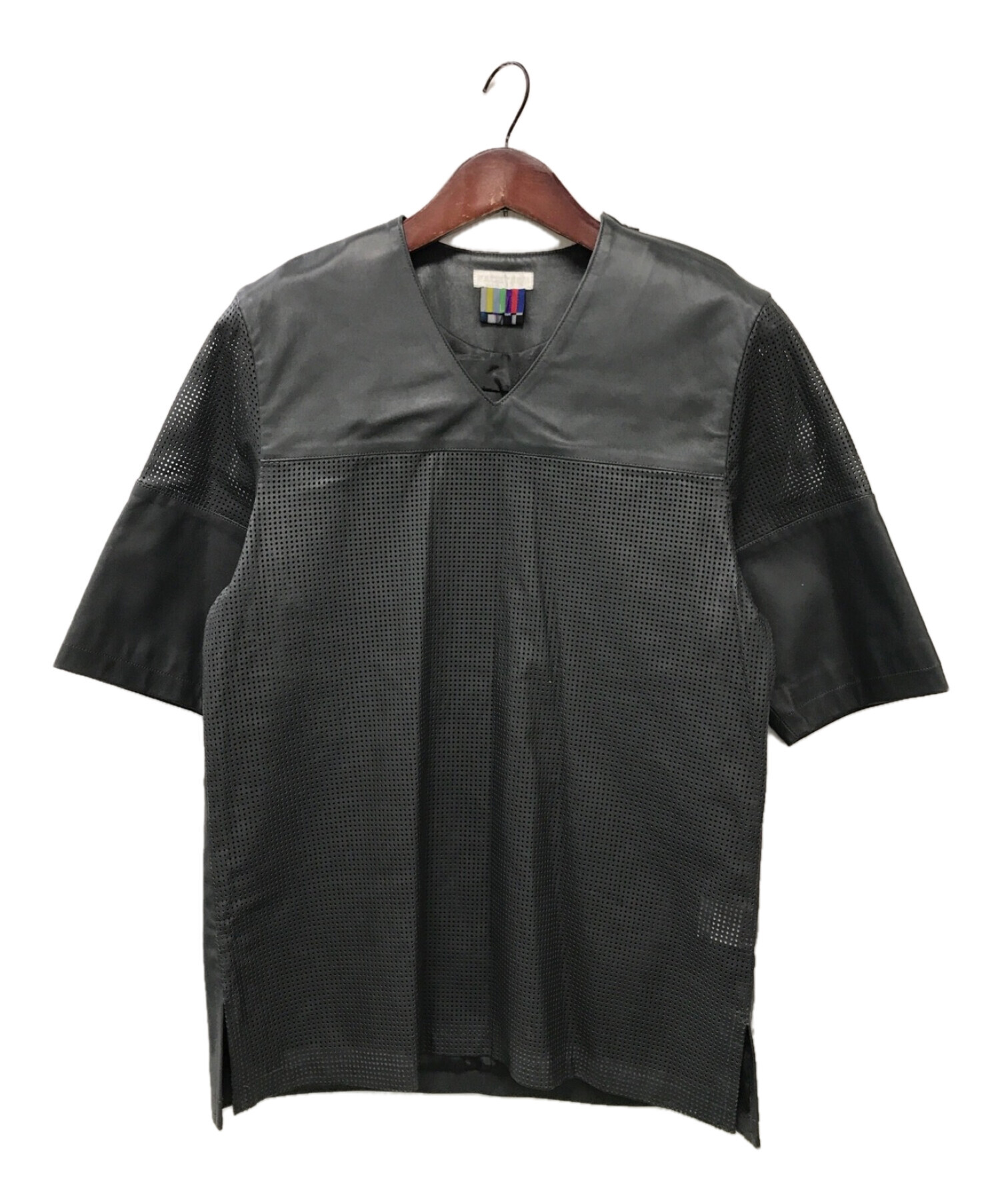 FACETASM (ファセッタズム) レザーTシャツ ブラック サイズ:L