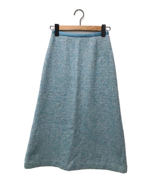 MARONENONFEE（マーロンエノンフィ）MARONENONFEE (マーロンエノンフィ) AWカラーツイードスカート スカイブルー サイズ:36の古着・服飾アイテム
