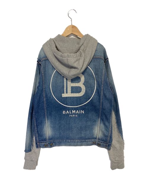 BALMAIN（バルマン）BALMAIN (バルマン) 切替刺繍デニムジャケット インディゴ サイズ:50の古着・服飾アイテム