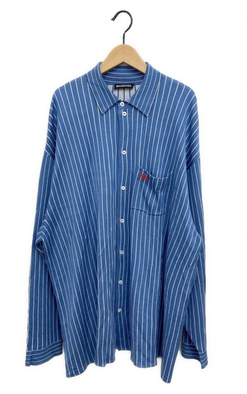 BALENCIAGA（バレンシアガ）BALENCIAGA (バレンシアガ) Blue Knit Striped Shirt ブルー サイズ:Sの古着・服飾アイテム
