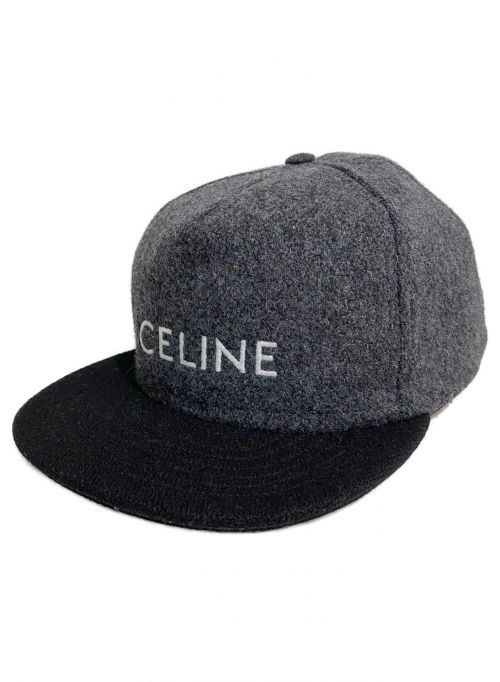 CELINE（セリーヌ）CELINE (セリーヌ) ウールベースボールキャップ グレー×ブラック サイズ:Mの古着・服飾アイテム
