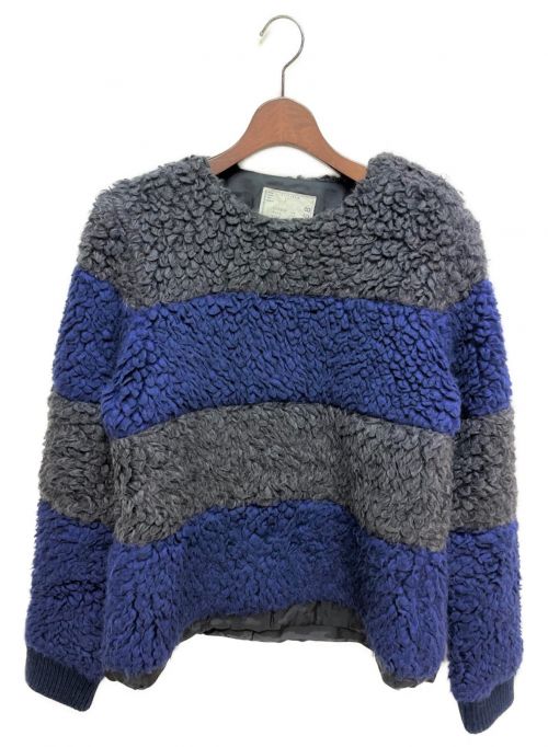 sacai（サカイ）sacai (サカイ) Border pile pullover ブルー サイズ:2の古着・服飾アイテム