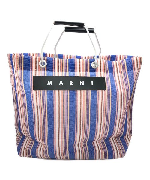 MARNI（マルニ）MARNI (マルニ) フラワーカフェストライプバッグ ブルーの古着・服飾アイテム