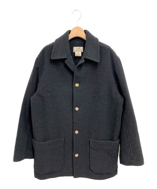 HERMES（エルメス）HERMES (エルメス) ポケットデザインハーフコート チャコールグレー サイズ:46の古着・服飾アイテム