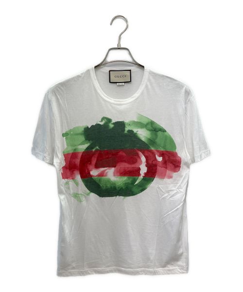 GUCCI（グッチ）GUCCI (グッチ) ペイントロゴプリントTシャツ ホワイト サイズ:Mの古着・服飾アイテム