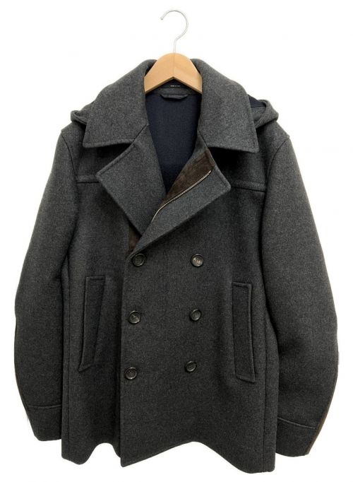 GUCCI（グッチ）GUCCI (グッチ) スウェード切替Pコート ネイビー サイズ:48の古着・服飾アイテム