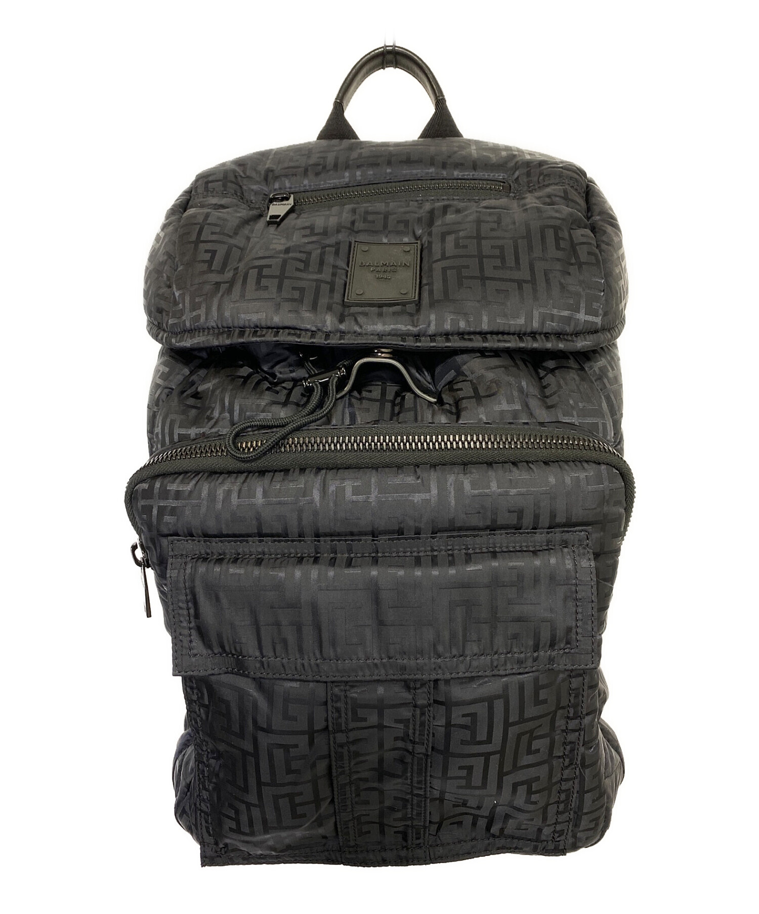 BALMAIN (バルマン) Nylon backpack with bicolor Balmain monogram ブラック サイズ:-