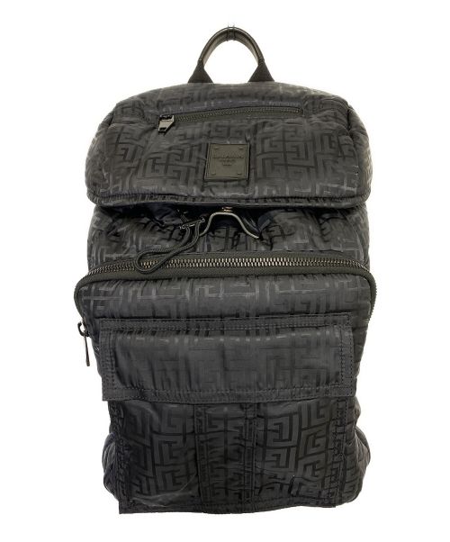 BALMAIN（バルマン）BALMAIN (バルマン) Nylon backpack with bicolor Balmain monogram ブラック サイズ:-の古着・服飾アイテム