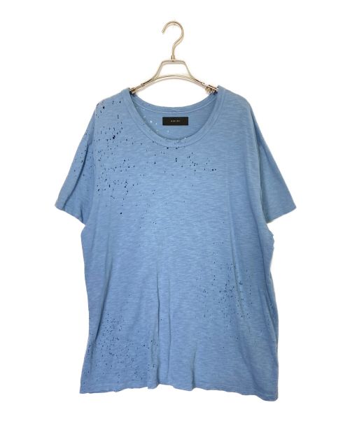 AMIRI（アミリ）AMIRI (アミリ) ショットガンダメージ加工Tシャツ ライトブルー サイズ:XLの古着・服飾アイテム